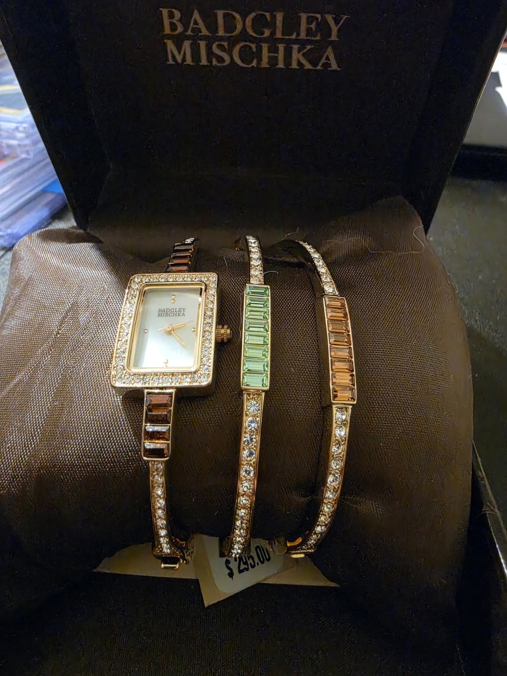 Brand NEW Badgley Mischka Rose Gold Watch Bracelet Set with Accents Crystals